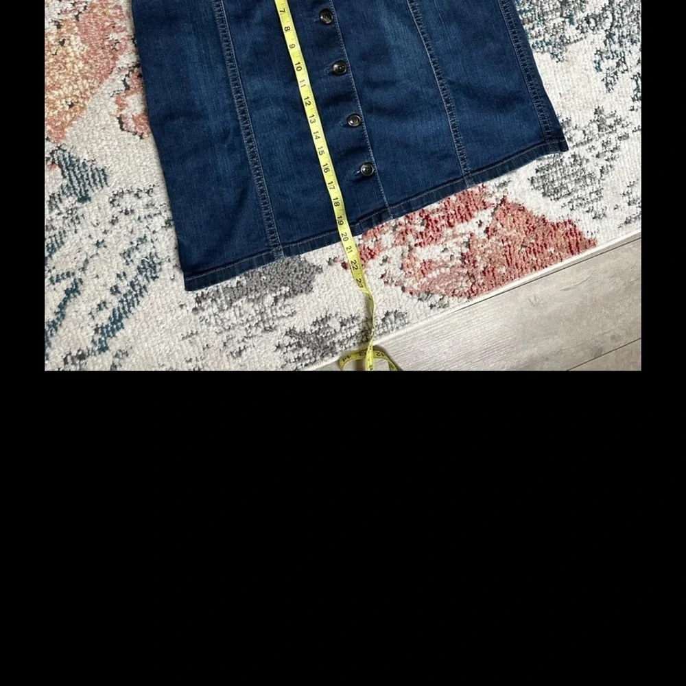 Y2K Ann Taylor Denim Button-Front Skirt Stretch